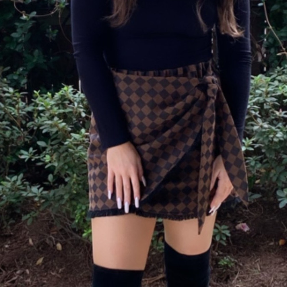 Judith March Check Mate Jacquard Wrap Skirt
